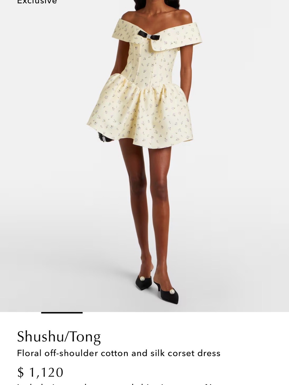 Off-Shoulder Yellow Floral Mini Dress - Picture 7 of 7
